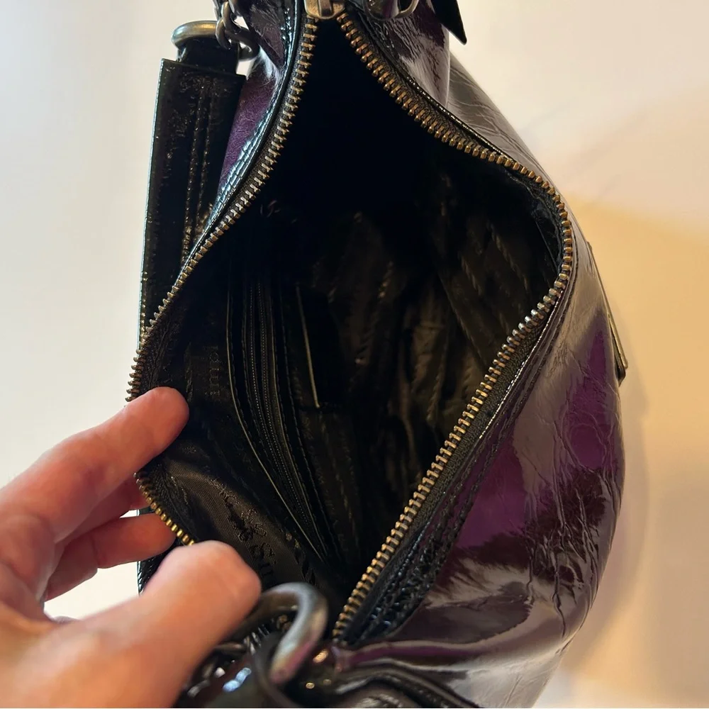 NWOT Simply Vera Vera Wang Purple Slouchy Hobo Bag with Glossy Finish